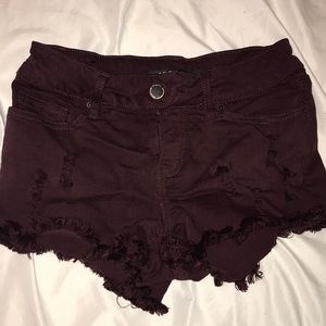 Burgundy jean shorts